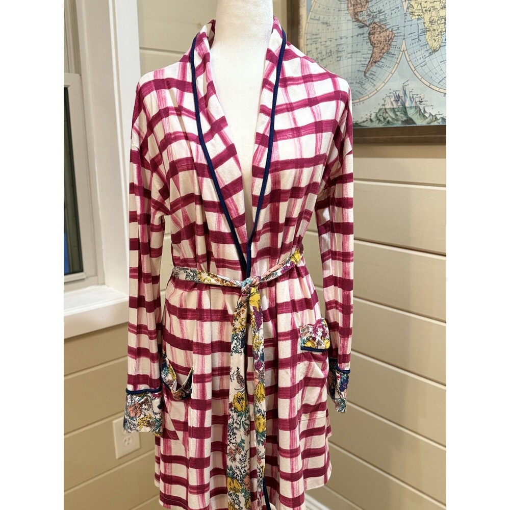 Floreat Loved by Anthropologie Robe XS/S Pink White Windowpane Floral Feminine